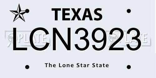LCN3923 Texas License Plate