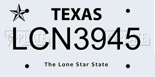 LCN3945 Texas License Plate