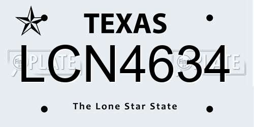 LCN4634 Texas License Plate