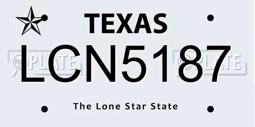 LCN5187 Texas License Plate