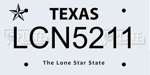 LCN5211 Texas License Plate