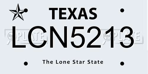 LCN5213 Texas License Plate