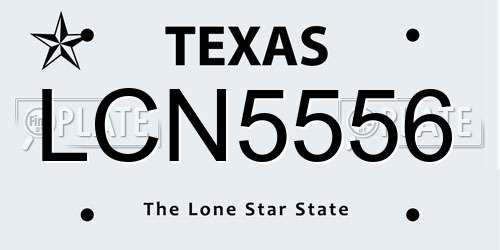 LCN5556 Texas License Plate