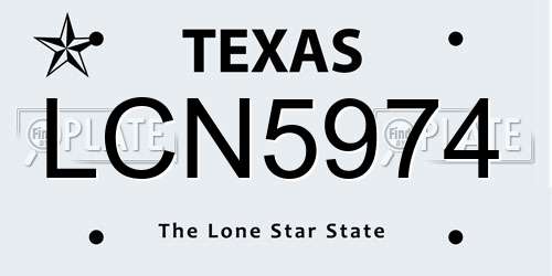 LCN5974 Texas License Plate