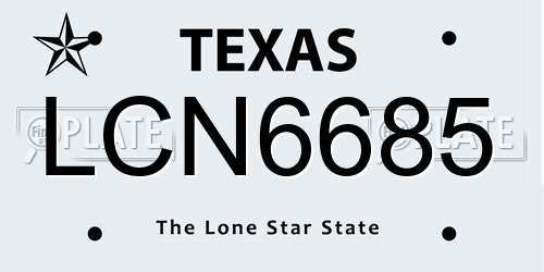 LCN6685 Texas License Plate