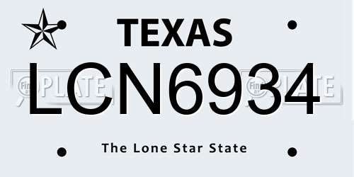 LCN6934 Texas License Plate