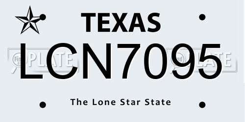 LCN7095 Texas License Plate