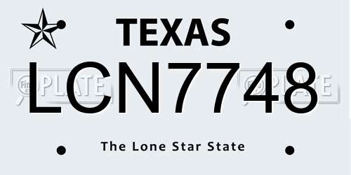 LCN7748 Texas License Plate