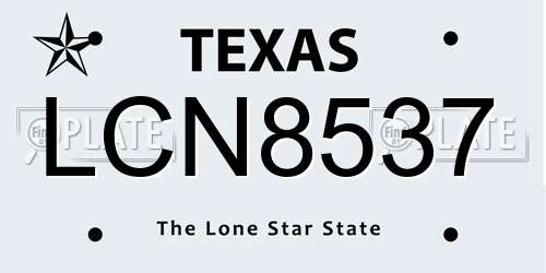 LCN8537 Texas License Plate