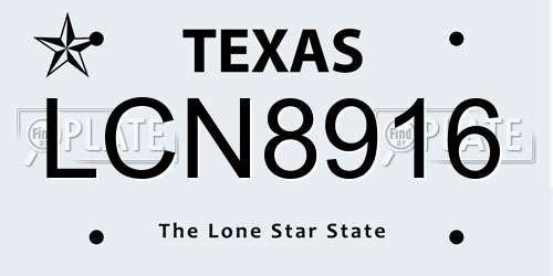 LCN8916 Texas License Plate