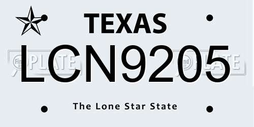 LCN9205 Texas License Plate