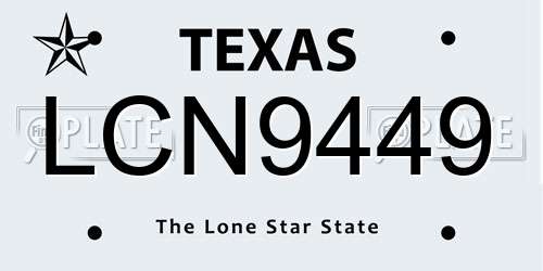 LCN9449 Texas License Plate