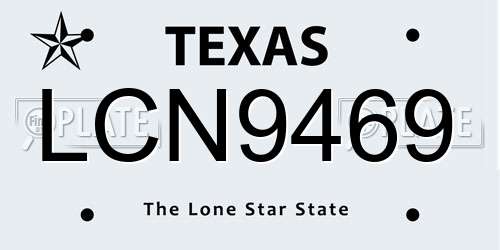 LCN9469 Texas License Plate