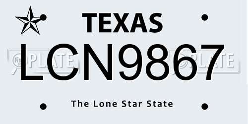 LCN9867 Texas License Plate