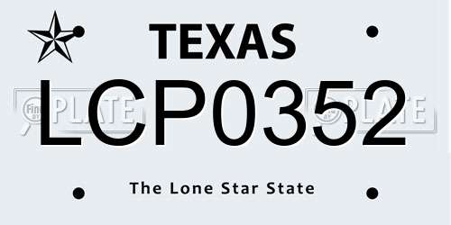 LCP0352 Texas License Plate