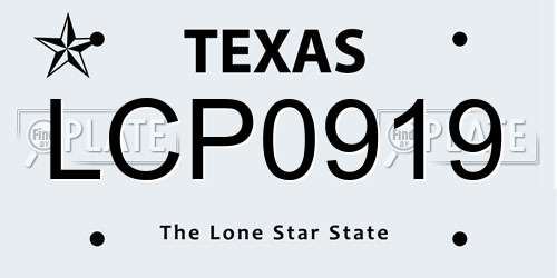 LCP0919 Texas License Plate