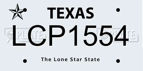 LCP1554 Texas License Plate