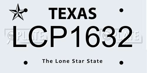 LCP1632 Texas License Plate