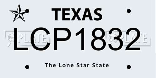 LCP1832 Texas License Plate