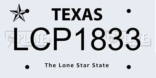 LCP1833 Texas License Plate