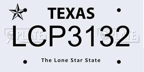 LCP3132 Texas License Plate