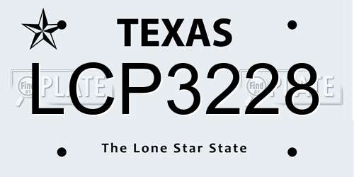 LCP3228 Texas License Plate