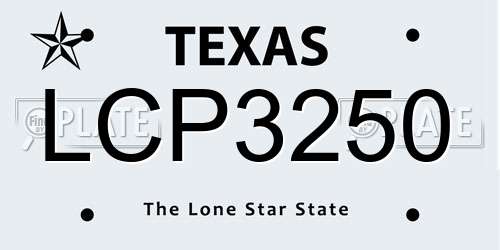 LCP3250 Texas License Plate