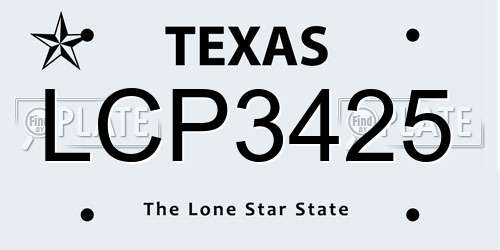 LCP3425 Texas License Plate
