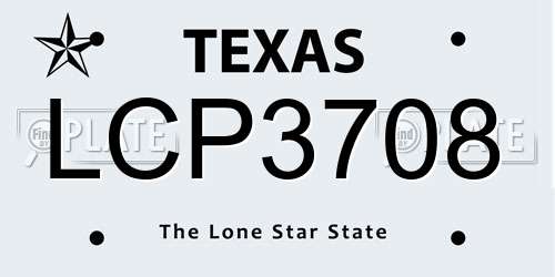 LCP3708 Texas License Plate