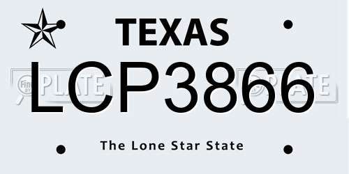 LCP3866 Texas License Plate
