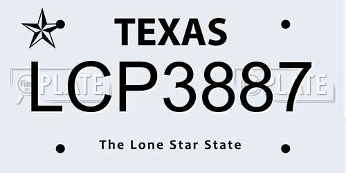 LCP3887 Texas License Plate