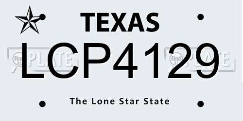 LCP4129 Texas License Plate