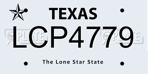 LCP4779 Texas License Plate