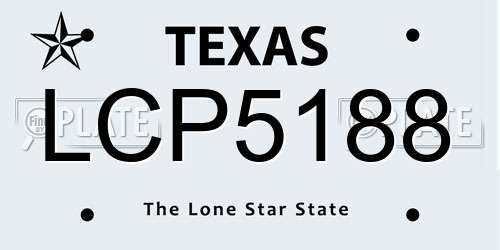 LCP5188 Texas License Plate