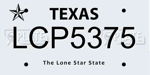 LCP5375 Texas License Plate