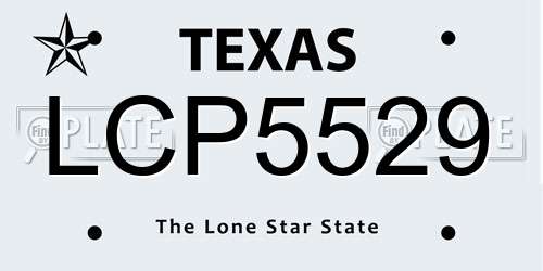 LCP5529 Texas License Plate
