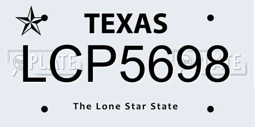 LCP5698 Texas License Plate