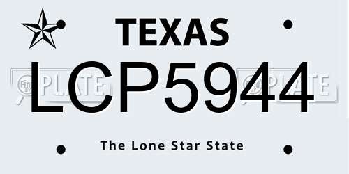LCP5944 Texas License Plate