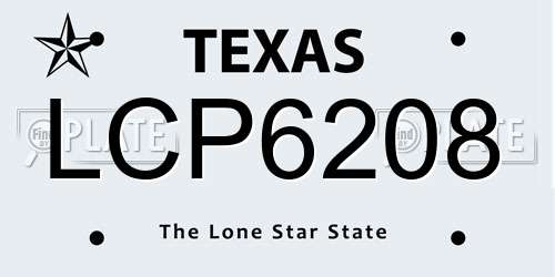 LCP6208 Texas License Plate