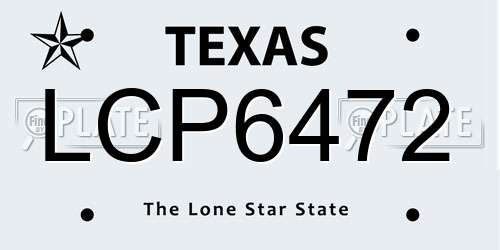 LCP6472 Texas License Plate