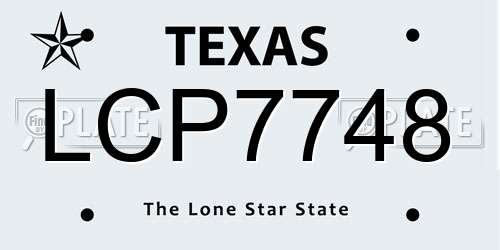 LCP7748 Texas License Plate
