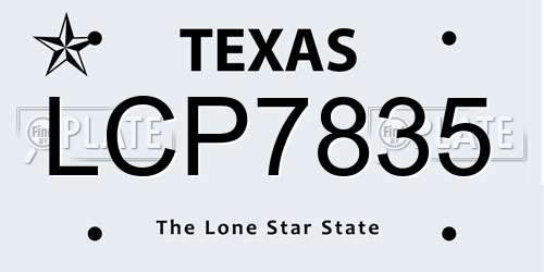 LCP7835 Texas License Plate