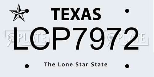 LCP7972 Texas License Plate