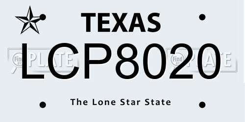 LCP8020 Texas License Plate