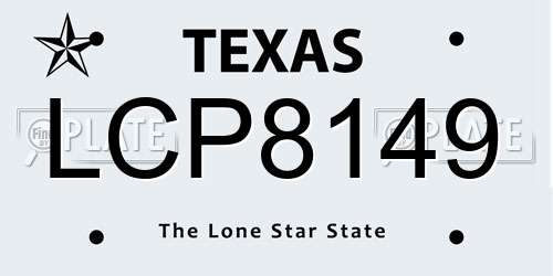 LCP8149 Texas License Plate