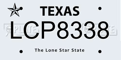 LCP8338 Texas License Plate