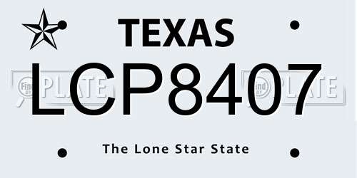 LCP8407 Texas License Plate