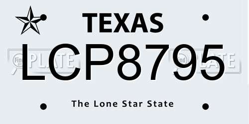 LCP8795 Texas License Plate