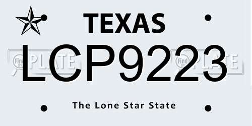LCP9223 Texas License Plate