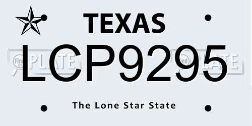 LCP9295 Texas License Plate